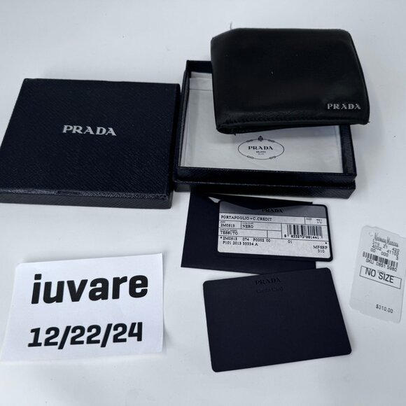 AUTHENTIC Prada Black Leather Mens Bifold / Wallet - Picture 1 of 9